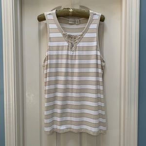 Striped Tie-Front Tank, Chico’s Size 2 (women’s L)